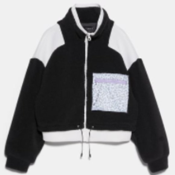 Zara Jackets & Blazers - Zara Fleece White and Black Zip Up Jacket